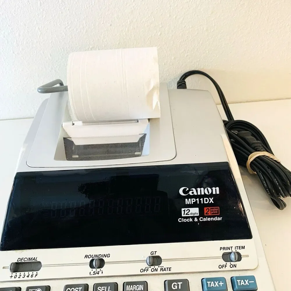 Canon MP11DX Printing Calculator Clock Adding Machine Two Color Working 1 Roll